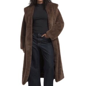 NWT Rebecca Minkoff long wrap fur coat with hood